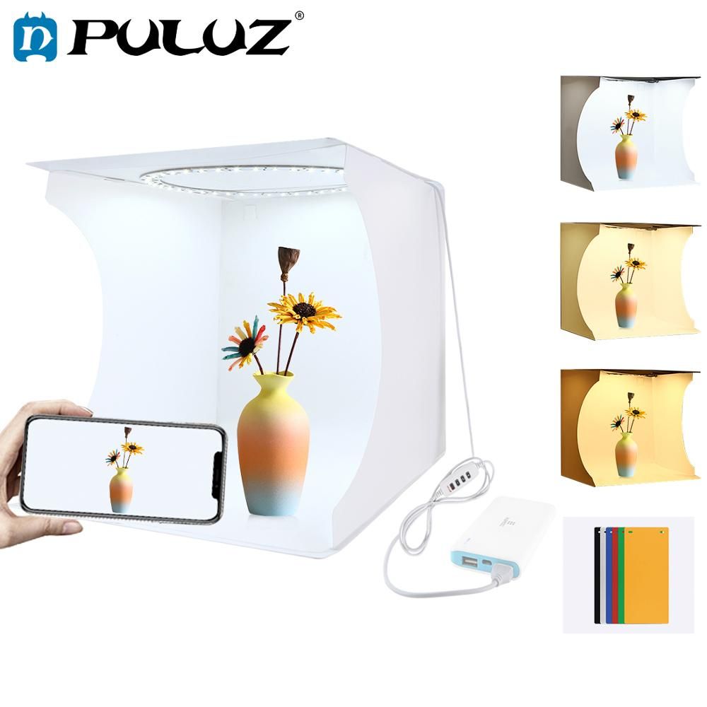PULUZ 31*31cm Lightbox Mini Foldable Photo Studio Box Photography LED 30cm Lightbox Studio Shooting Tent Kit &6 Color Backdrops