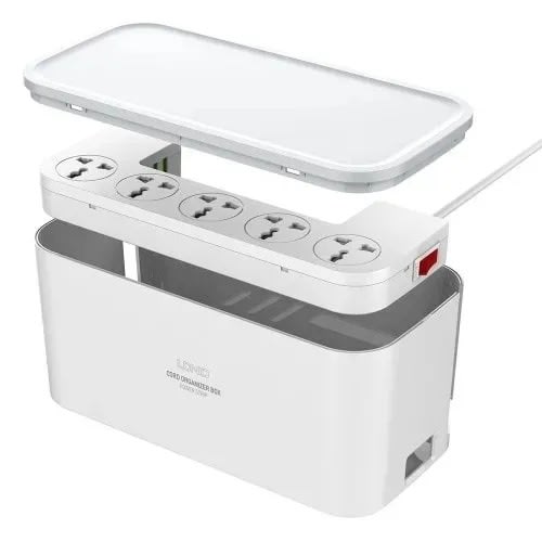 Power Strip Box With 5 Socket & Cord Organizer + 3 USB Ports - 2500w