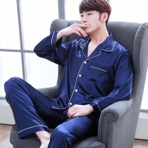 Men Silk Pyjamas - Blue