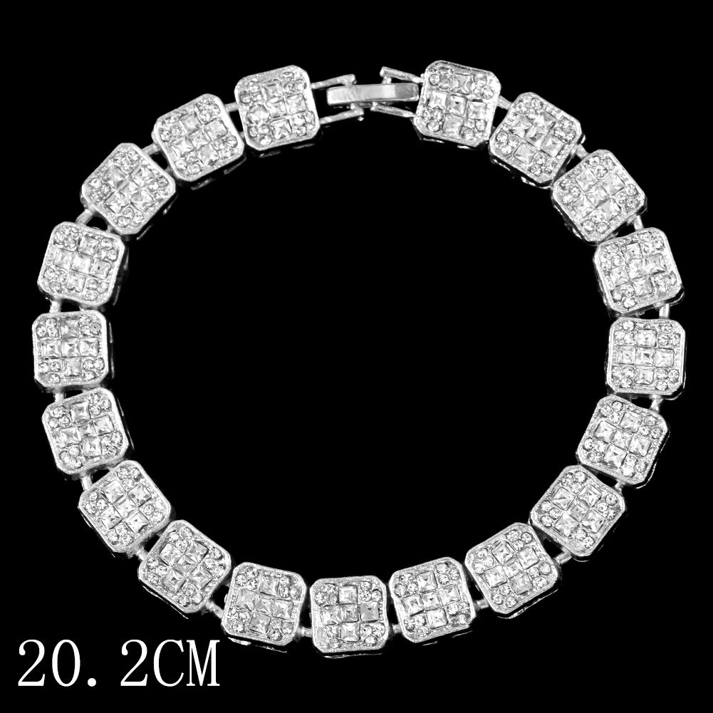 Hip Hop Bling Iced Out Crystal Cuban Link Let For Women Men Gold Silver