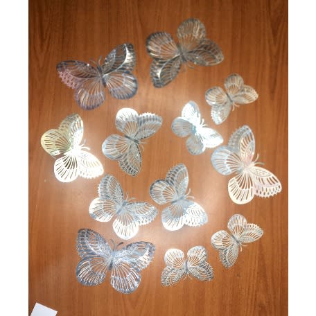 Silver Butterfly Wall Decorating Sticker - 12pcs