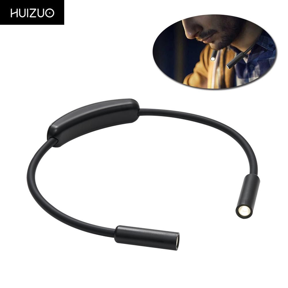 HUIZUO LED Neck Reading Light 4000K Rechargeable Hands Free Reading Lamp with 2 Brightness Levels/Bendable Silicone Arms/1000mAh Battery Book Light Perfect for Bookworms/Craft & Knitting/Camping/Repairing