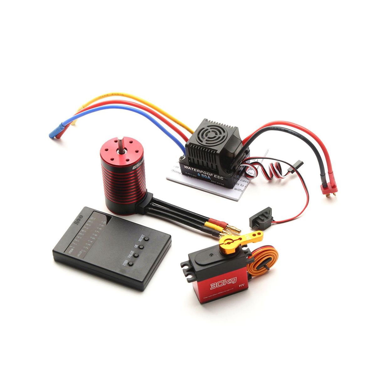 GTSKYTENRC Waterproof 3660 Brushless Motor 4200KV with 80A Brushless ESC 30KG Servo Programming Card Replacement for TRAX4 WLtoys Remote Control Car 1/8/1/10 Tamiya