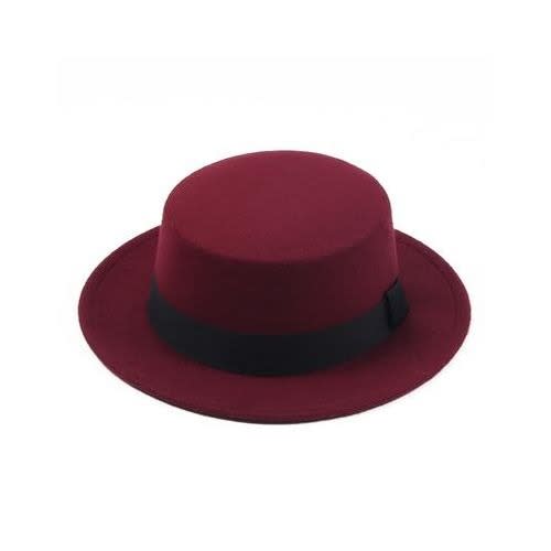 Unisex Flat Top Fedora - Wine