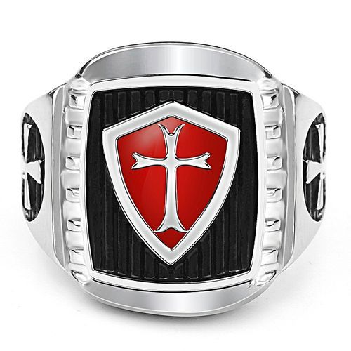 Cross Shield Ring Stainless Steel Men's Fashion Personality Vintage Domineering Knights Size 7-14