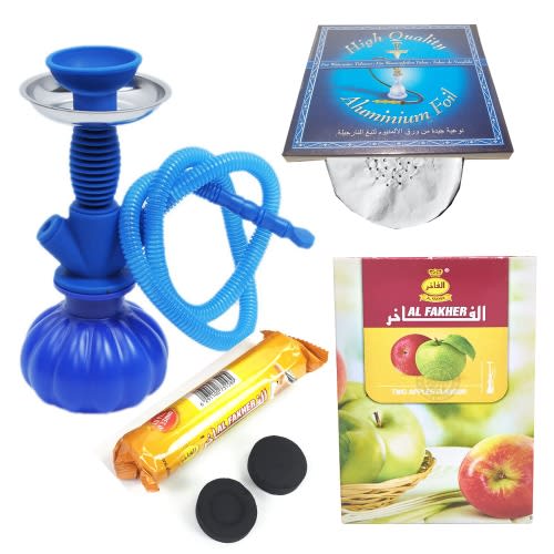 Complete  Unbreakable Silicone Shisha Pot-blue
