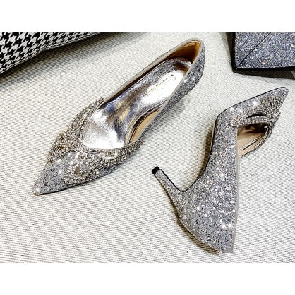 Pointed Toe High Heeled Sequined Ladies Shoes