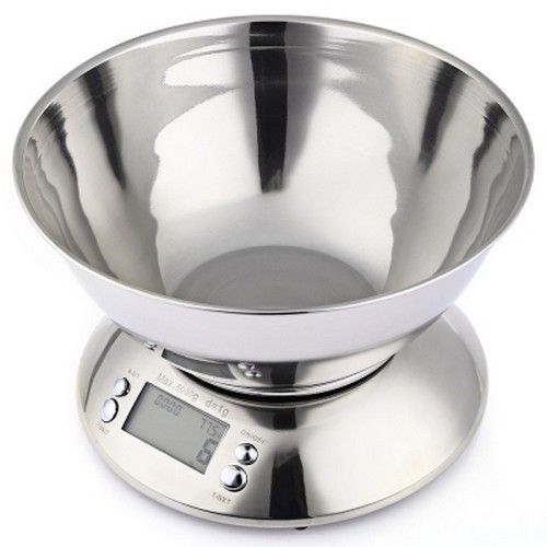 5kg 1g Stainless Digital Electronic Kitchen Food Scale With Alarm Timer Temperature Sensor (SILVER)