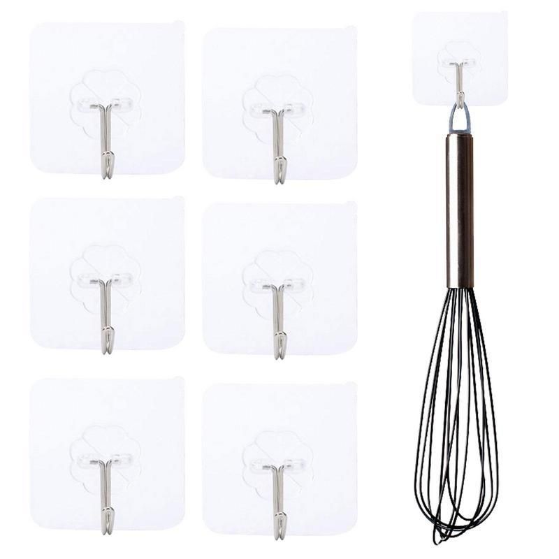 6PCS Seamless Hooks Strong Hooks Wall Strong Adhesive Free Punch Hook For Kitchen Bathroom Bedroom Whole Price