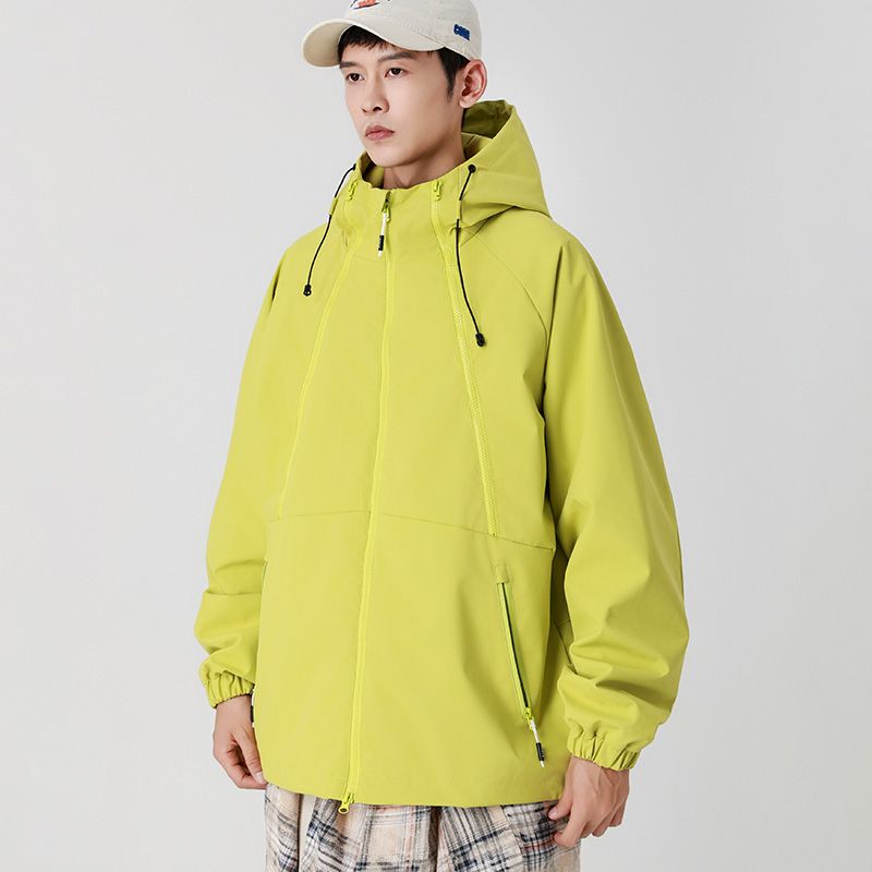 2023 Autumn New Unisex Jacket Men's Hooded Loose Tide  Tooling Waterproof Jacket Green