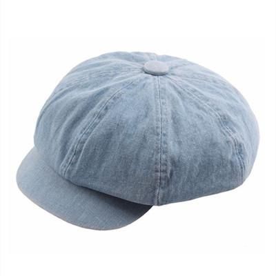 Women's Cowboy Flat Cap Simple Retro Washed Denim sboy Caps Sombrero De Mujer Elegant Vintage Octagonal Hat For Women