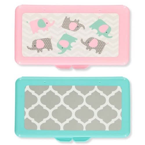 Baby Wipes Plastic Travel Case - Elephant Green - 2 Pack - Fst