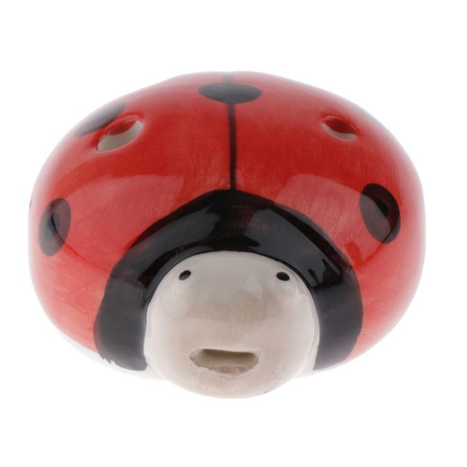 1pc 6 Hole Ceramic Ocarina Alto Flute Beatles Shape Cute For Kids Red
