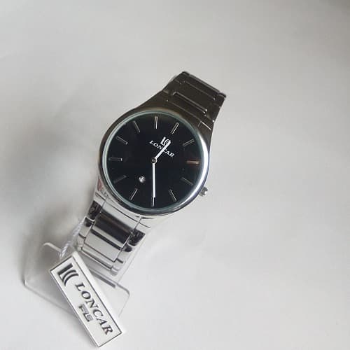 Black Dial Men's Silver Watch