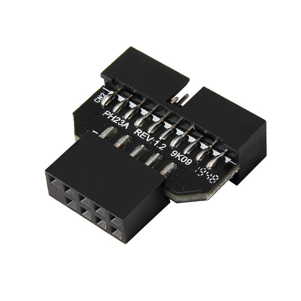 Computer Motherboard USB2.0 9-pin to USB3.0 19P Front Panel Connector Adapter Small Size Plug and Play for Computer Hardware