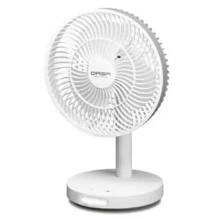 7" Ergonomic Design Rechargeable Fan - Qrf-2827 - 12W - White