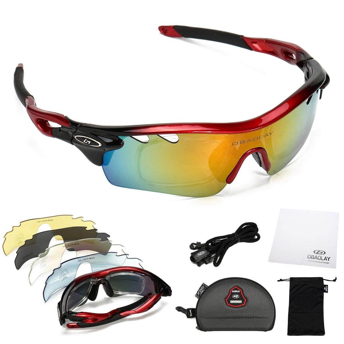 Professional 5 Lens Myopia Riding Bicycle Cycling Glasses Sunglasses Polarized Cycling Glasses Outdoor Polarized Light Sport Photochromic Bicycle Sunglasses Army Green