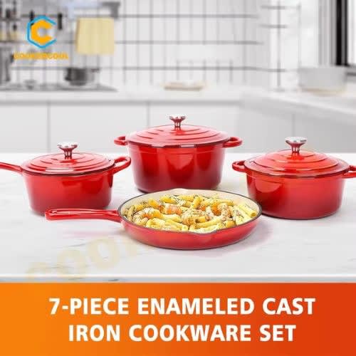 4-Piece Enameled Cast Iron Cookware Set
