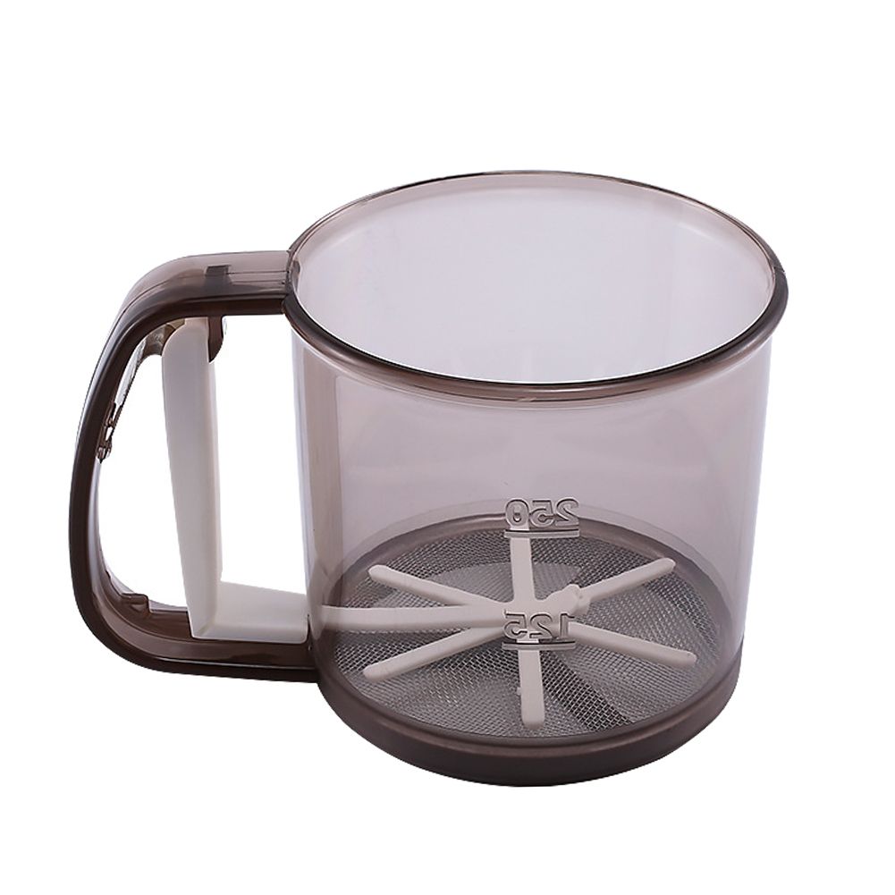 Handheld Powder Flour Sieve Cup Mesh Sifter Strainer-Brown