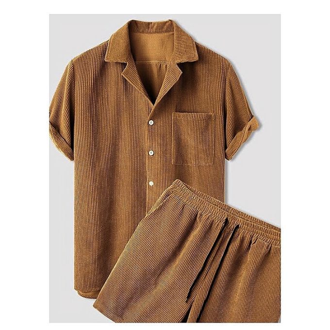 Brown Corduroy T-shirt And Short