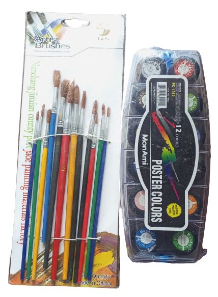 Monami Poster Colours (12 Colours Box) + Artist Brush