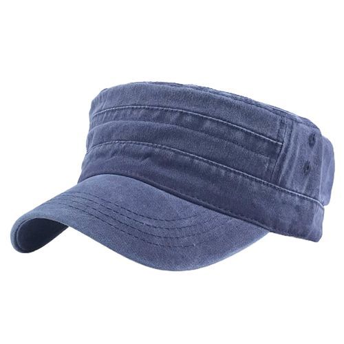 Baseball Cap Flat Top Washed Spring Summer Vintage-Navy Blue