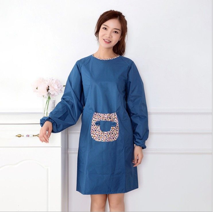 Pet Groomer Work Clothes Waterproof Uniform Nylon Grooming Apron With Pocket Anti Sticking Wool Beautician Overalls Groomer Robe-Blue