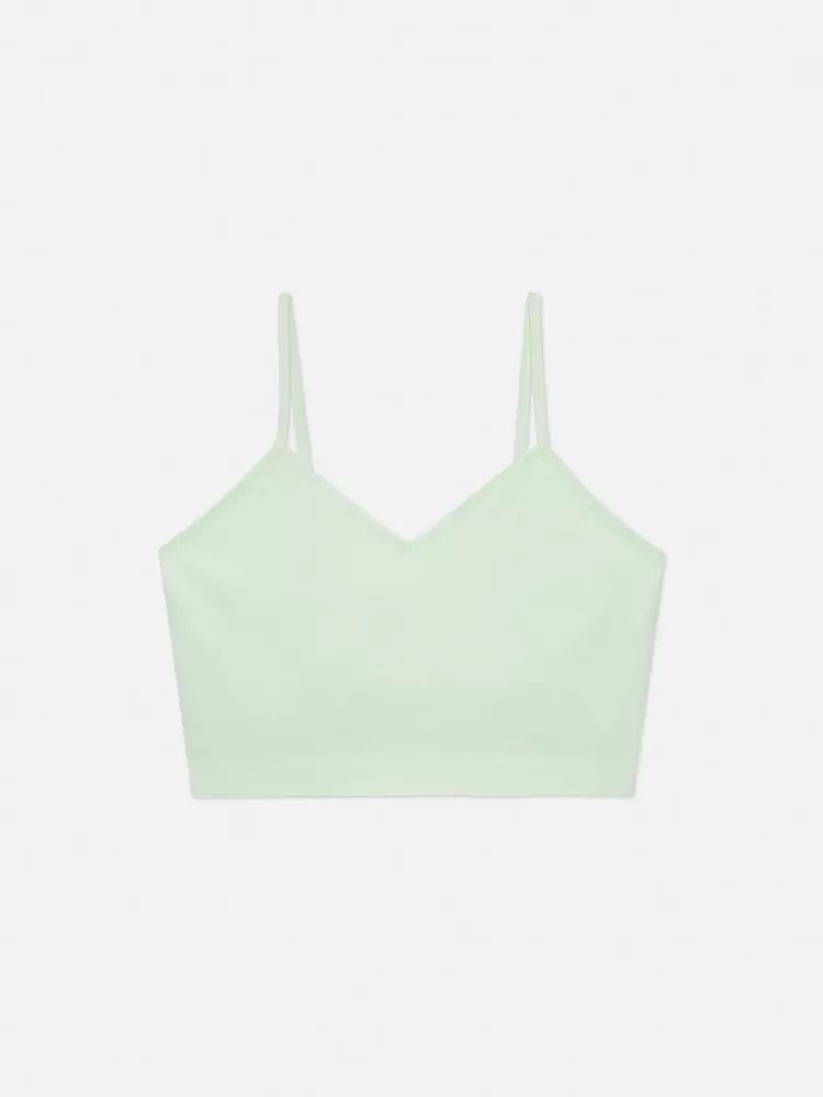 Ribbed Cropped Cami Lounge Pyjama Top Lime