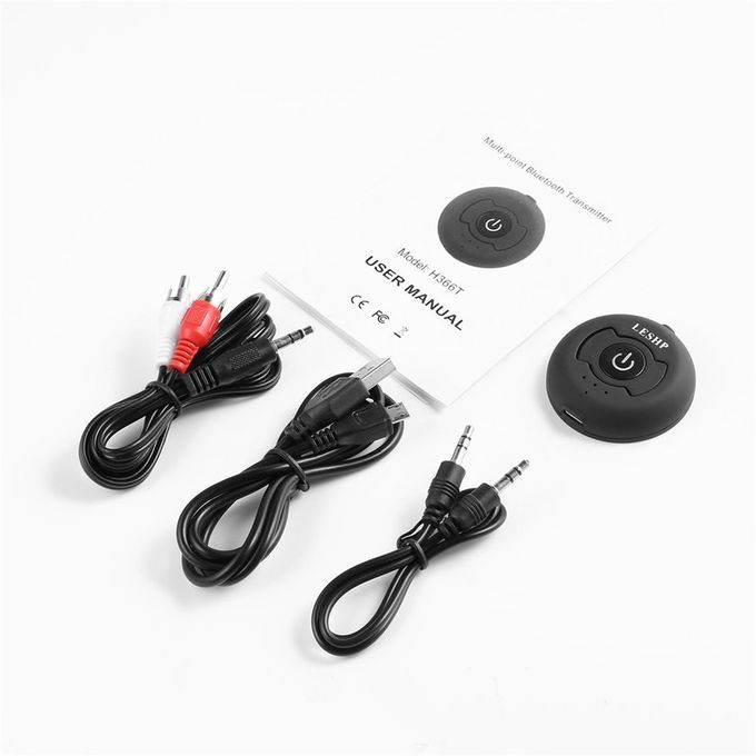 Les Round Hands Free Ar Stereo Audio Transmitter 1 To 2-Bla K-Round Round