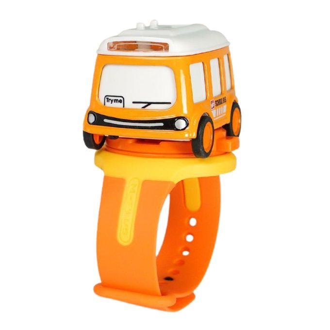 Mini Cute Funny Electronic Cartoon Car Digital Watch-Orange