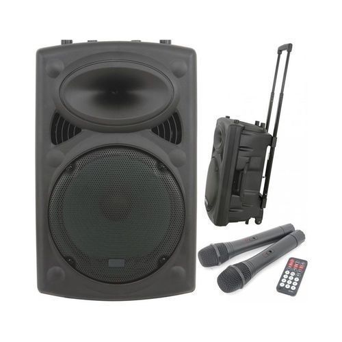 Portable Trolley Rechargeable With Bluetooth- Public Address System/Speaker With Two Wireless Microphone