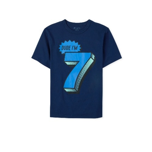 Boys Dude I'm 7 - 7th Birthday Number Tshirt - Navy Blue .