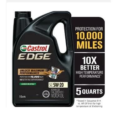 Castrol Edge 5W-20 Advanced Full Synthetic Motor Oil - 5Quarts