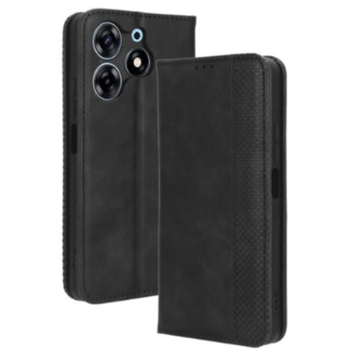 Leather Flip Case For Tecno Spark 10 Pro - Black
