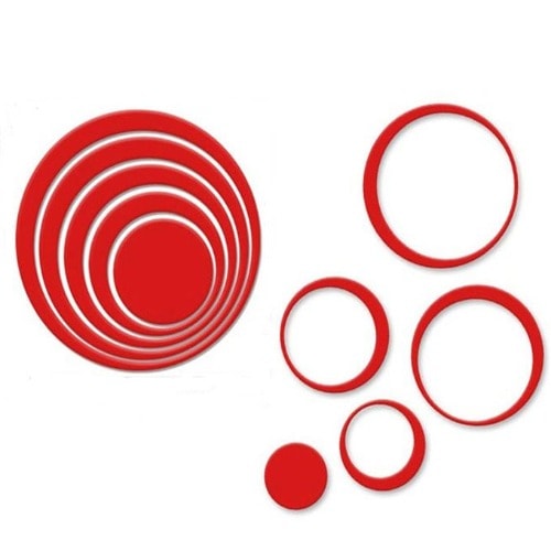 3D Indoors Studio Circles Wall Stickers -5Pieces -Red