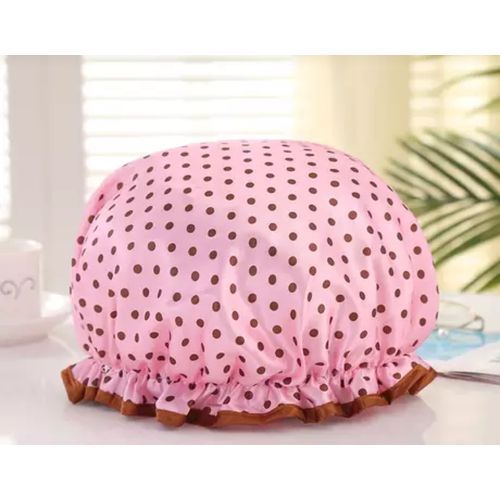 Dual Usage Double Polyester Shower Cap Satin Bonnet Cap - Pink