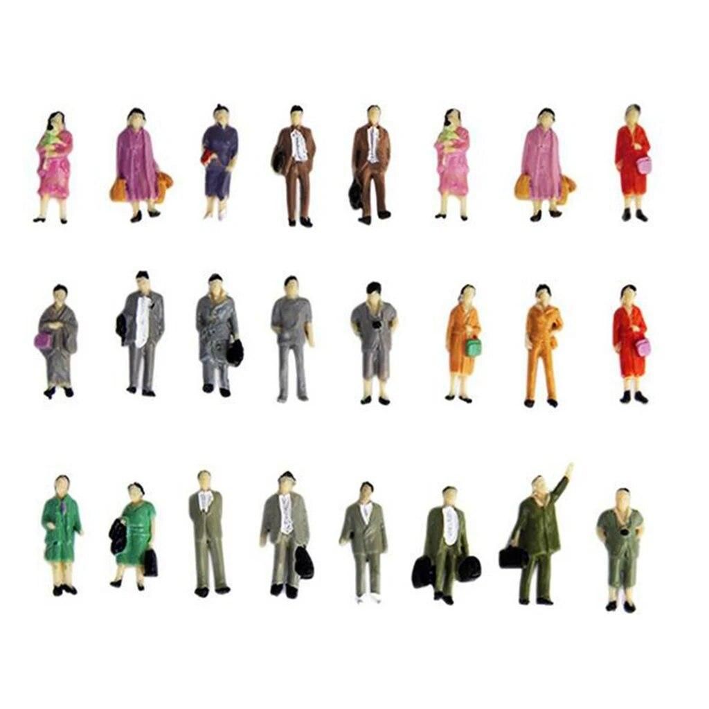 50Pcs 1/87 Scale Color People Model Mini Models Standing People for Decoration