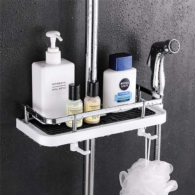 Shower Storage Holder Rack Organizer Bathroom Shelf Shampoo Tray Stand No Drilling Floating Shelf For Wall Household Item