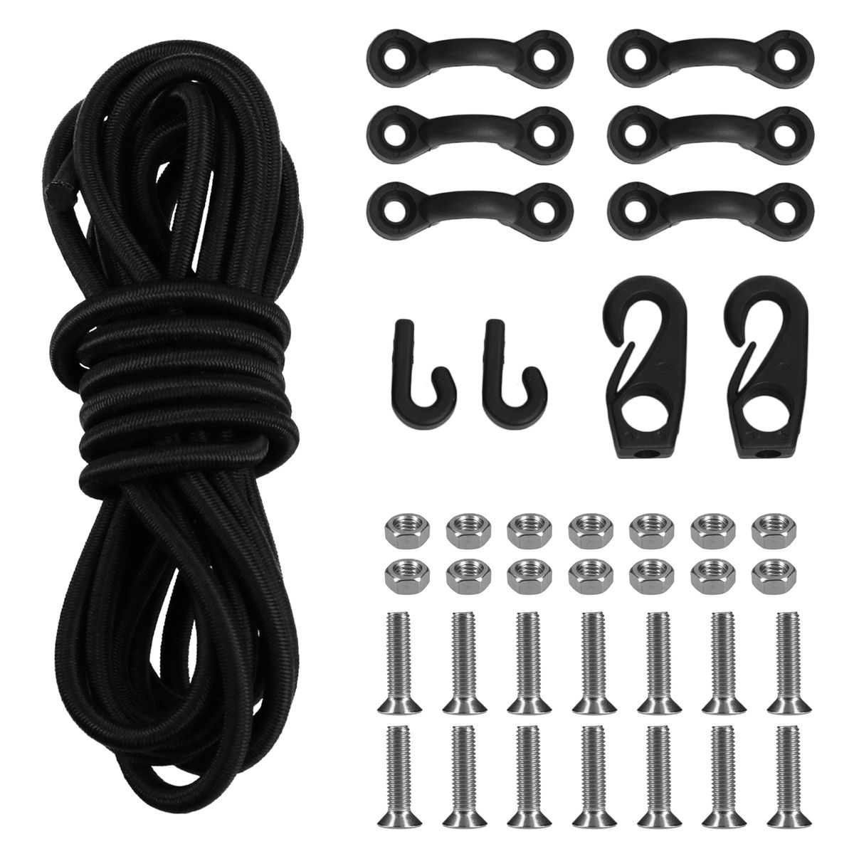 Kayak Bungee Cord Deck Rigging Kit Tie Down Pad Eye J Hooks