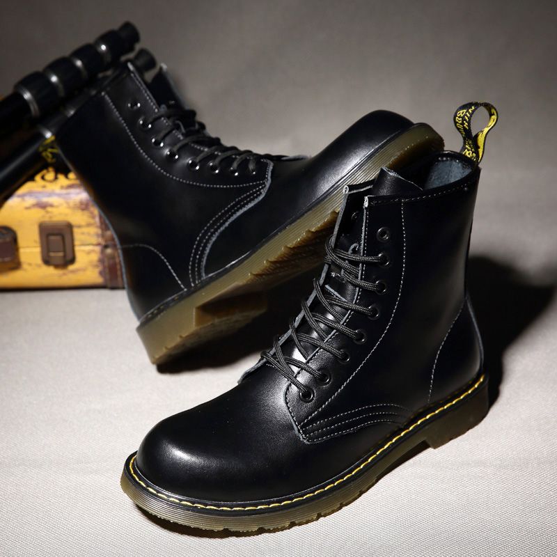 Luxury Men's Fashion Boots EUR Size 36-47 Top Quality Italian Handmade Cow Split Leather Motorcycle Boots Unisex High Top Martin Boots Handsome Male Shoes Couples Oxfords Outsole Ankle Boots Black