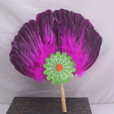 Party Craft Feather Fan Decoration Liang Wood Dance Chinese Hand Vintage Fan Zhuge Goose 1pc Feather Wedding Accessories Black
