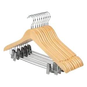 Wooden Hanger With Clip By 10pcs-brown
