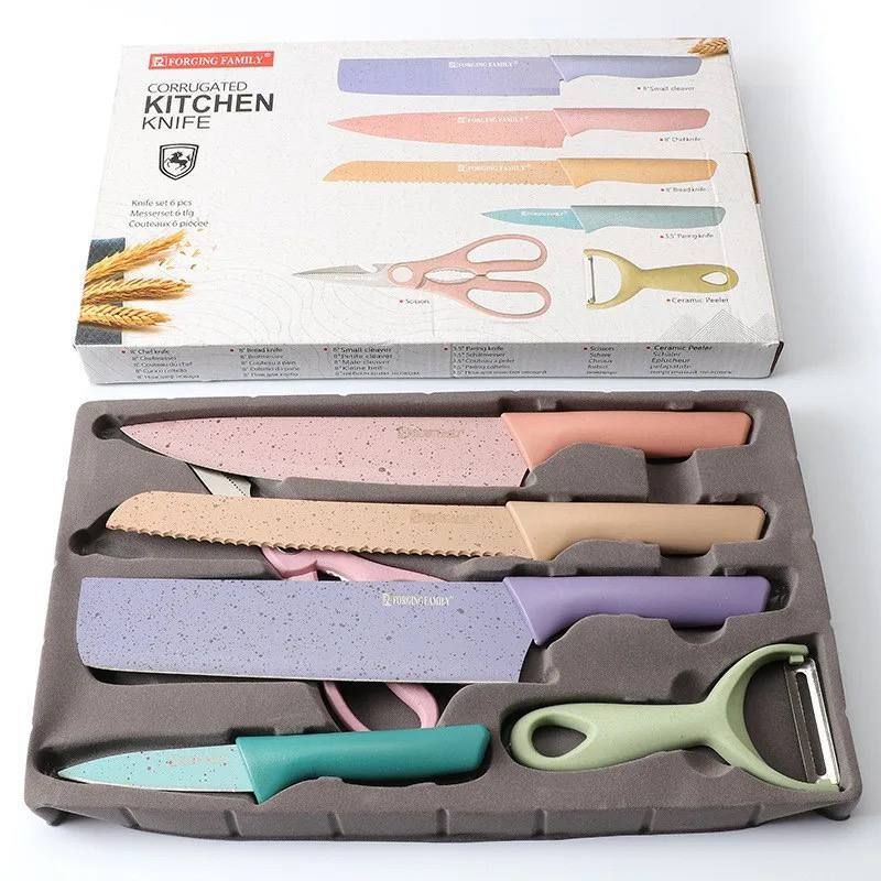 6pcs Nonstick Kitchen Knife And Kitchen Scissors Peeler Set