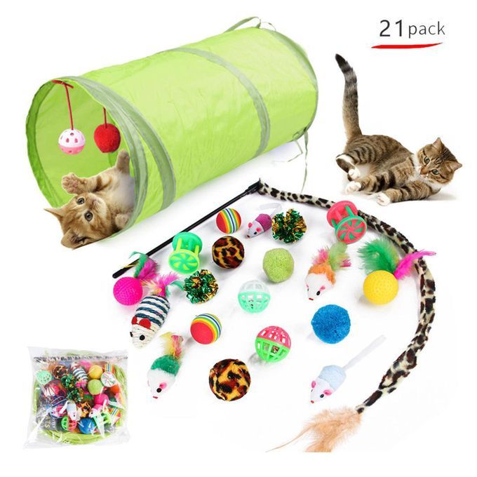 21pcs Cat Tunnel Toy Rabbit Crawl Through Play Tube Mice Interactive
