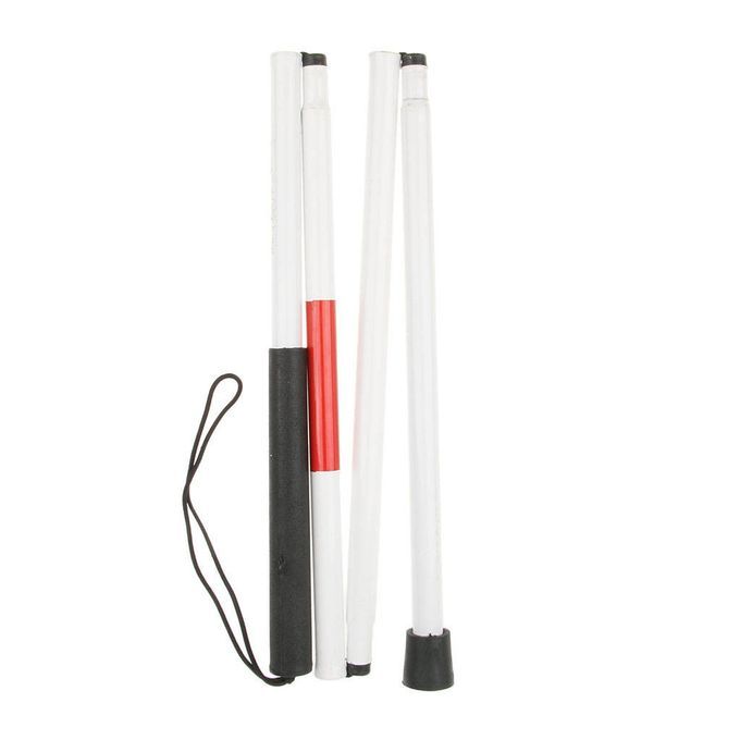 Stainless Steel Foldable Blind Crutch Cane White Walking Stick Wand