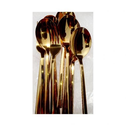 Gold Plated Stainless Steel Spoon & Fork//12Pcs