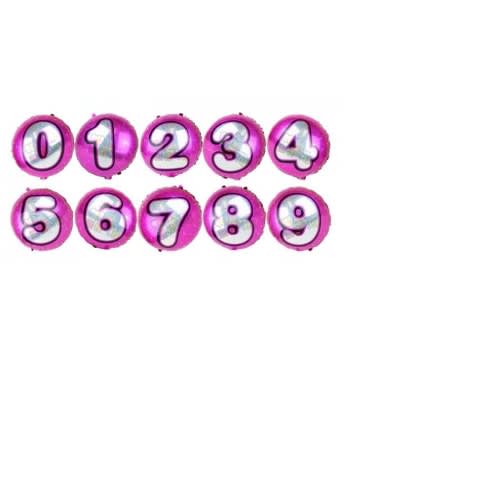 Round Laser Number 0-9 Balloon High Helium Quality - Pink