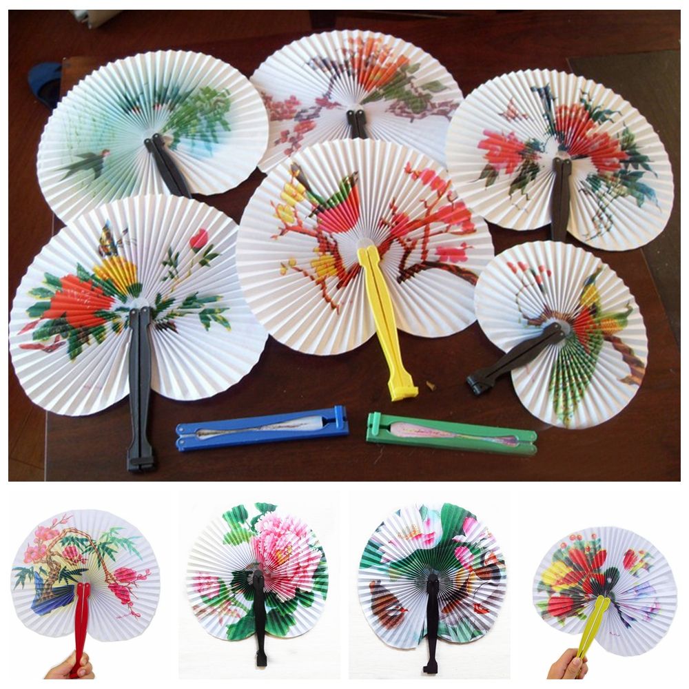 ZXY9539 Fan Wedding Fancy Folding Pattern Home Floral Oriental Party Fans Hand Random 6pcs/lot Chinese Paper Gift Favors Decor