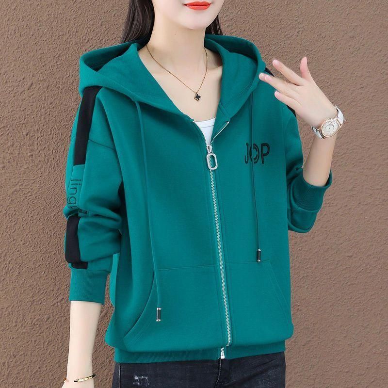 Large Size Women's Clothing Autumn and Winter 2022 New Cardigan Sweater Women's Loose Leisure Slimming Long Sleeve Hooded Jacket Tide