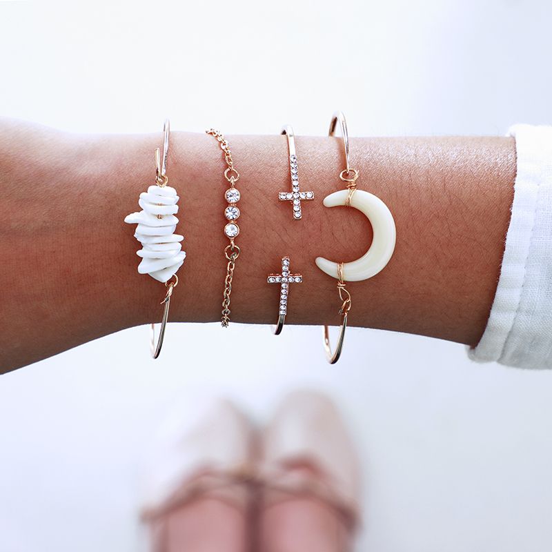 Natutal Stone Bead Lets For Women  Flowers Summer Shell Opeal Chain